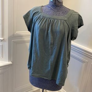 Square neck green top